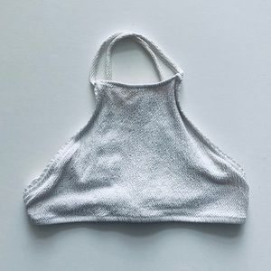 Made By Dawn Halter High Neck Bikini Top White S